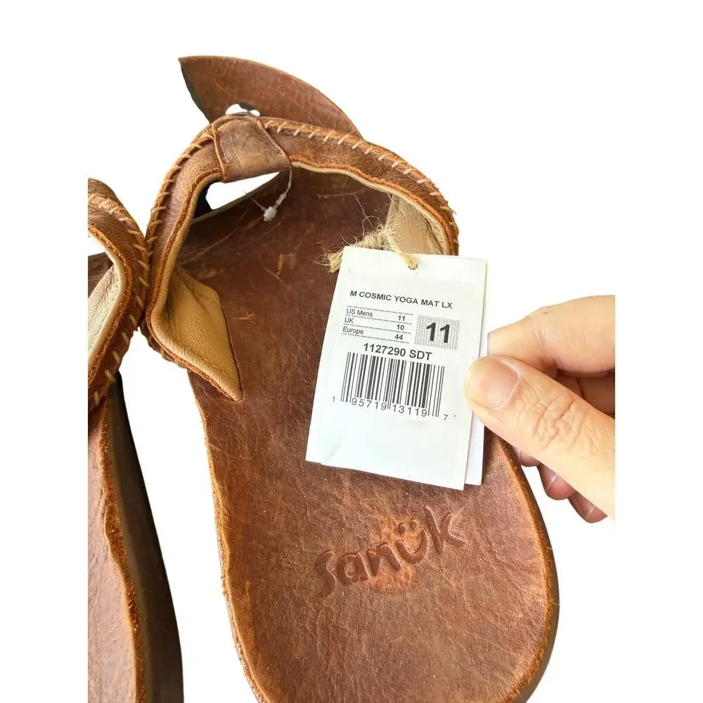 Sanuk Men's Saddle Tan Cosmic Yoga Mat Lx Flip Flop Sandals Size 11